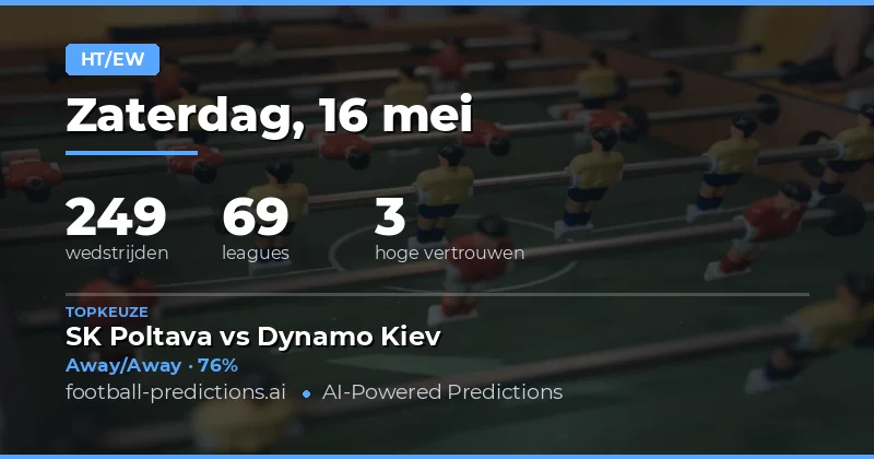 Strategische Inzichten voor Halftime/Fulltime Weddenschappen op 16 Mei 2026