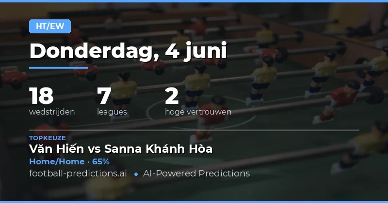 Introductie: Halftime/Fulltime Voorspellingen voor 4 Juni 2026