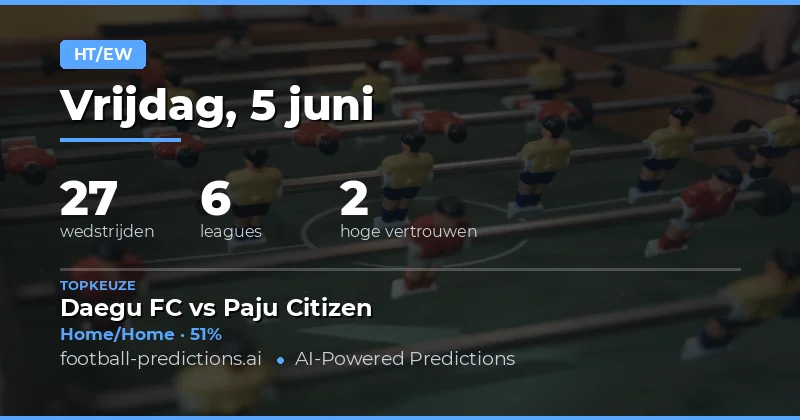HT/FT Voorspellingen: Verrassingen en Favorieten op 5 Juni