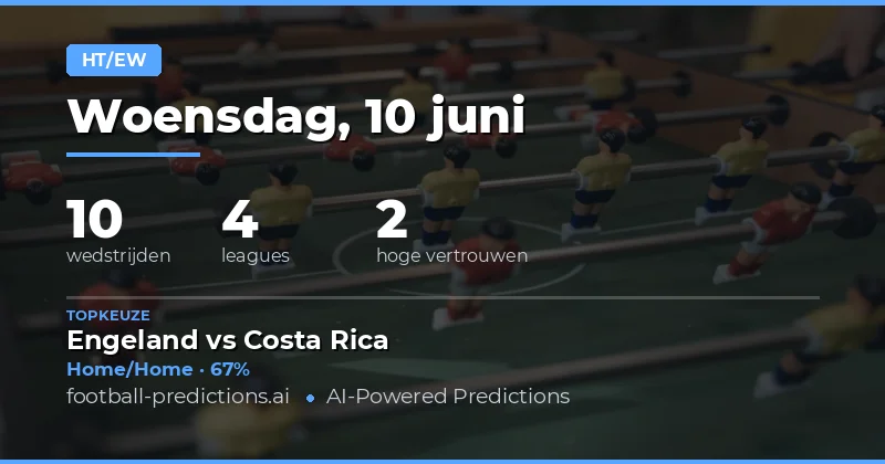 Top HT/FT Voorspellingen voor 10 Juni 2026