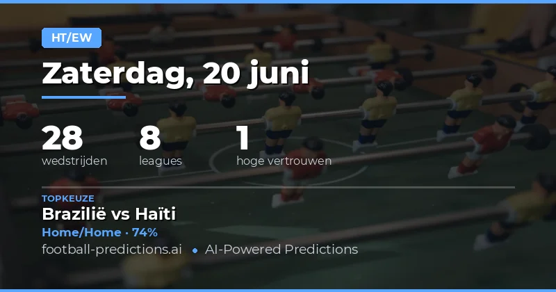 Top HT/FT Picks voor 20 Jun 2026
