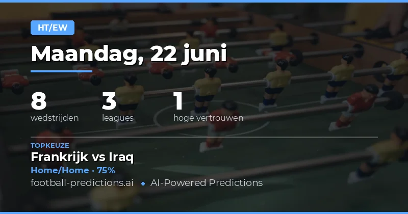 Beste HT/FT Tips voor 22 Jun 2026