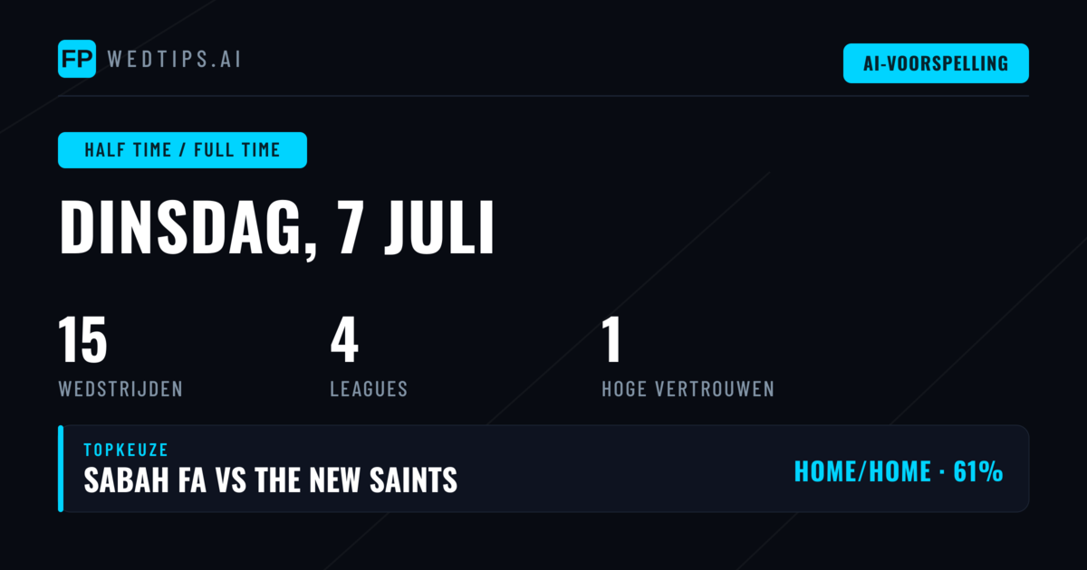 HT/FT Double Result Marktanalyse: 7 Juli 2026