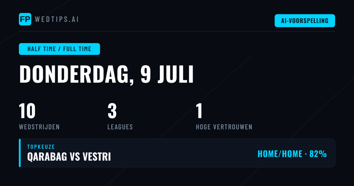 Top HT/FT Picks – 9 juli 2026