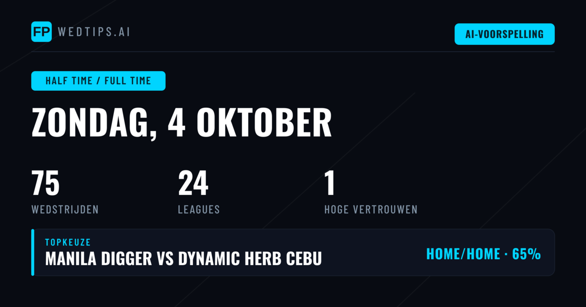Top HT/FT Picks voor 4 Oktober 2026