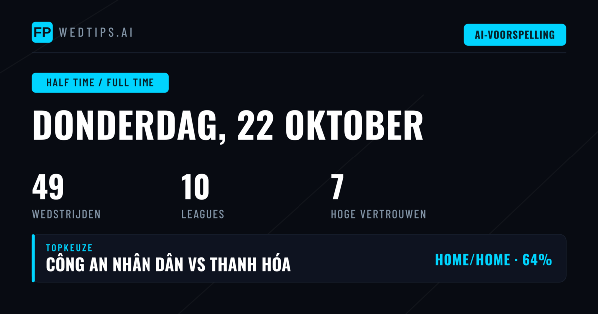 Beste voorspellingen voor rust en eindstand op 22 oktober 2026