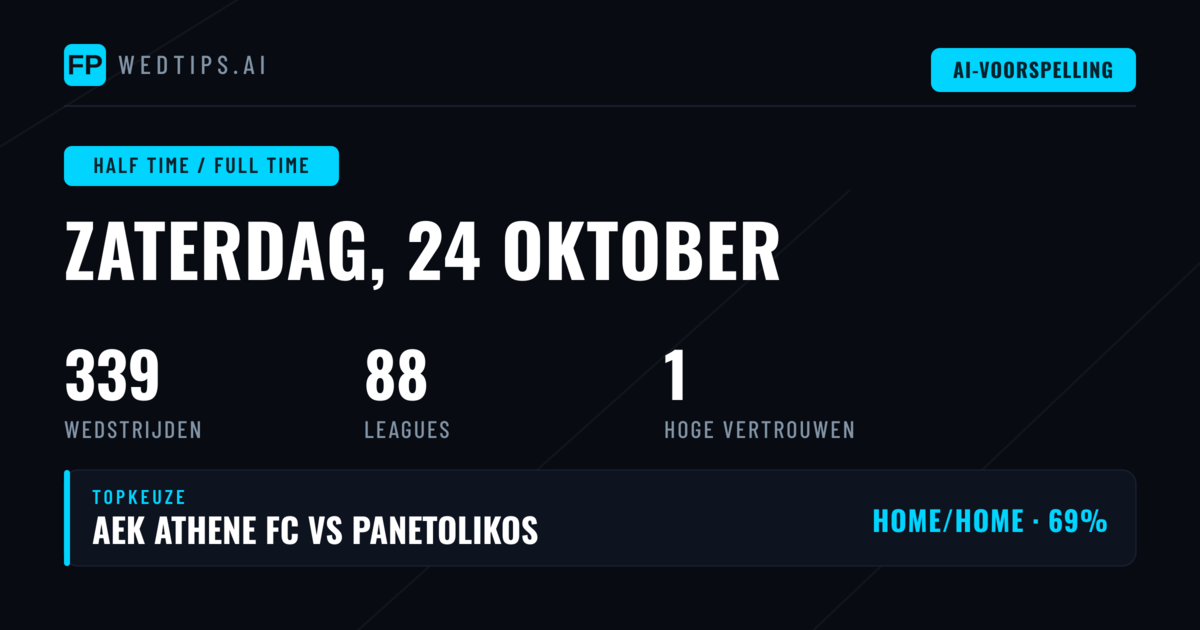 Topkeuzes voor ruststand en einduitslag (24 oktober 2026)