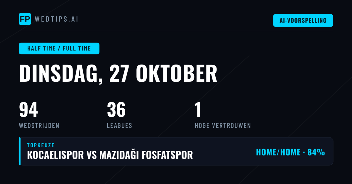 Top ruststand- en eindstandkeuzes voor 27 oktober 2026