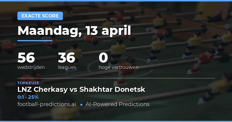 Correct Score voorspellingen voor 13 april 2026