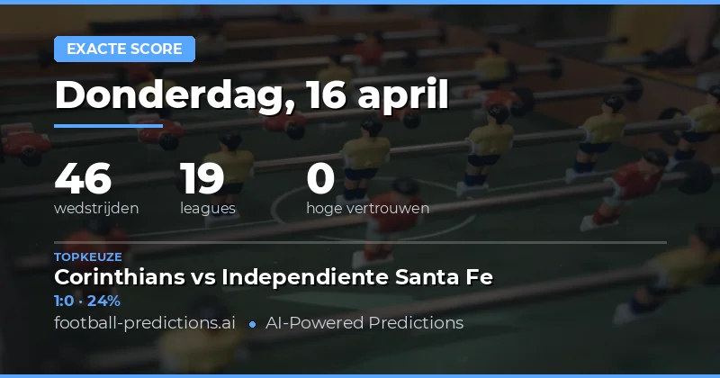 Correct Score voorspellingen voor 16 april 2026