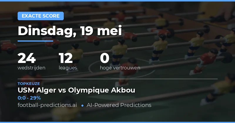 Voorspellingen voor de juiste uitslag op 19 mei 2026