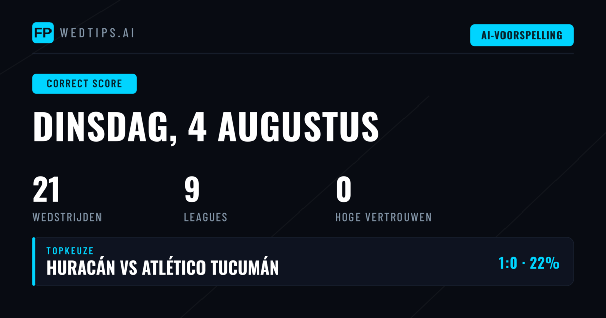 Introductie: Correct Score Voorspellingen voor 4 August 2026