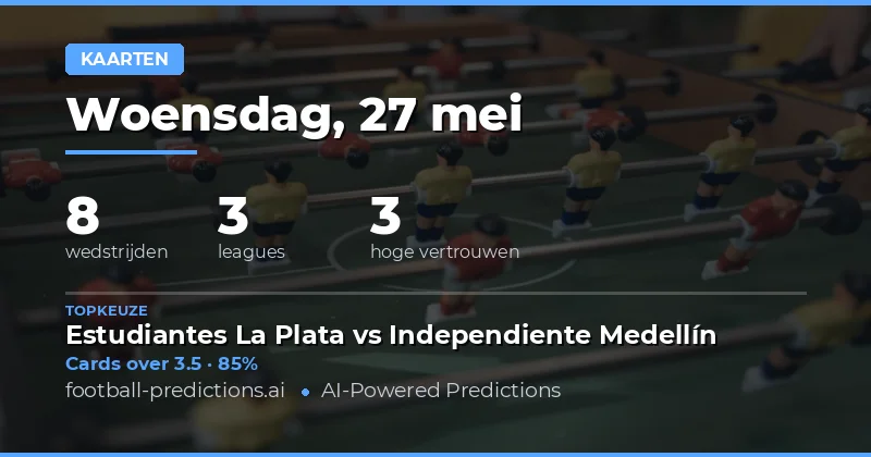 Voorspellingen Gele Kaarten Over/Under 27 Mei 2026