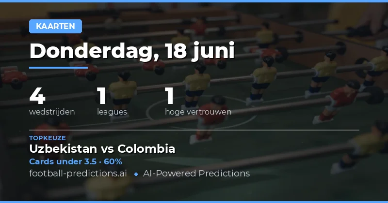 Top Gele Kaarten O/U Picks voor 18 Jun 2026