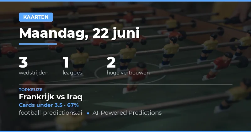 Top Yellow Cards O/U Picks voor 22 Jun 2026