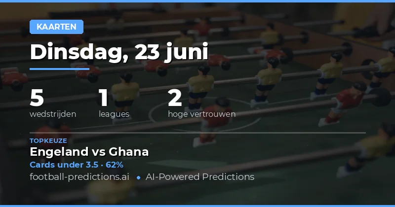 Top Yellow Cards O/U Tips voor 23 Jun 2026
