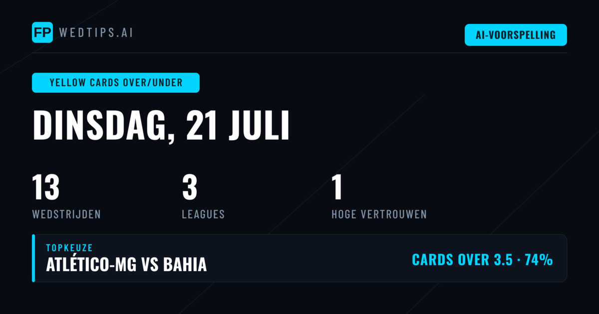 Top Kaarten O/U Tips voor 21 Jul 2026