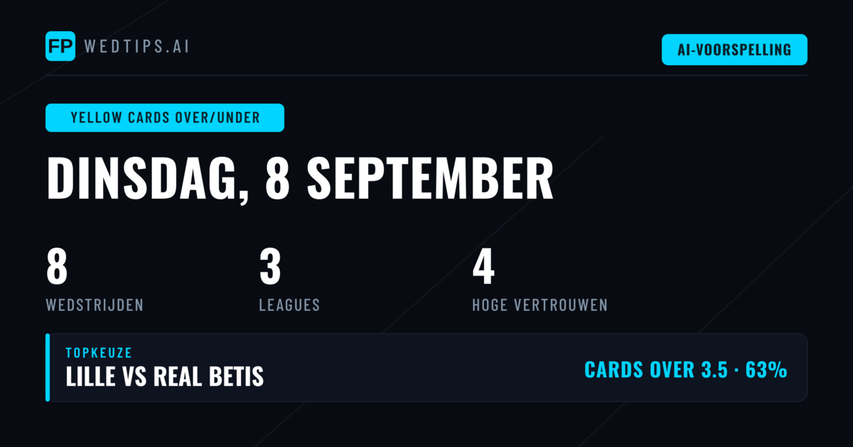 Beste Gele Kaarten O/U Tips voor 8 September 2026
