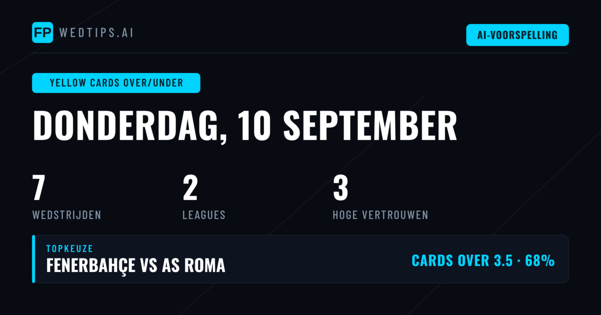 Top Gele Kaarten Over/Under Tips voor 10 Sep 2026