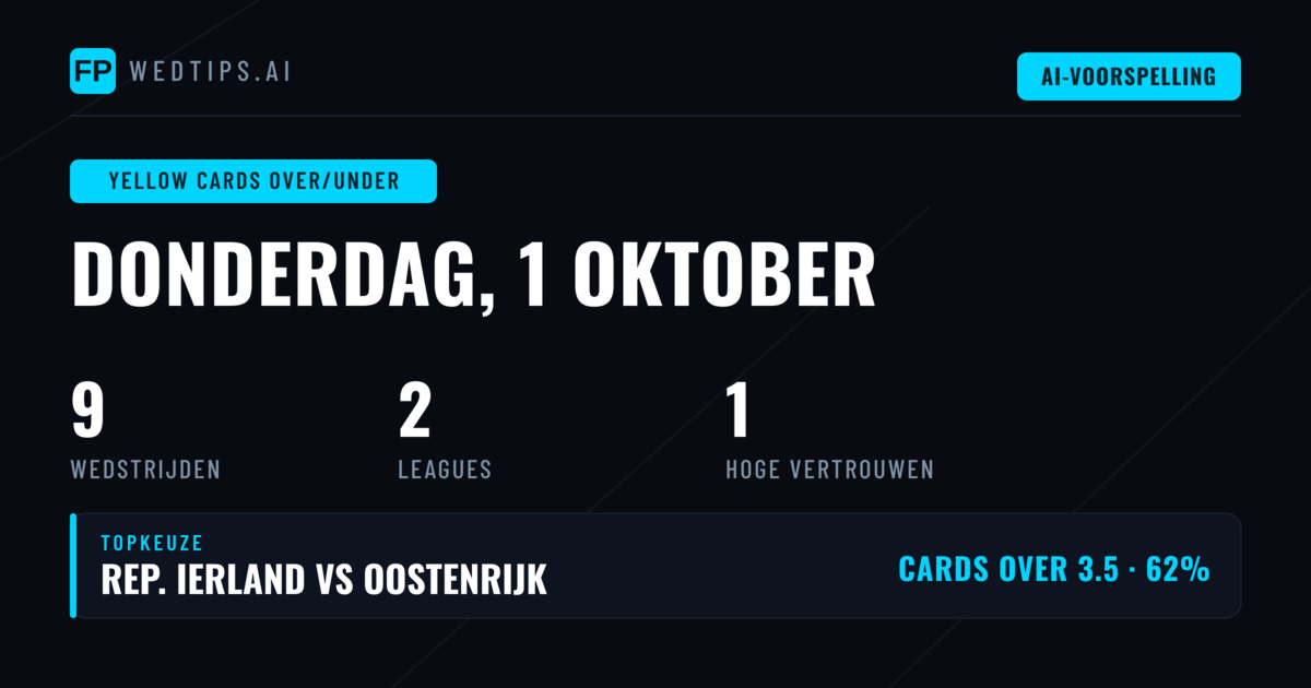 Top O/U Gele Kaarten Picks voor 1 okt 2026