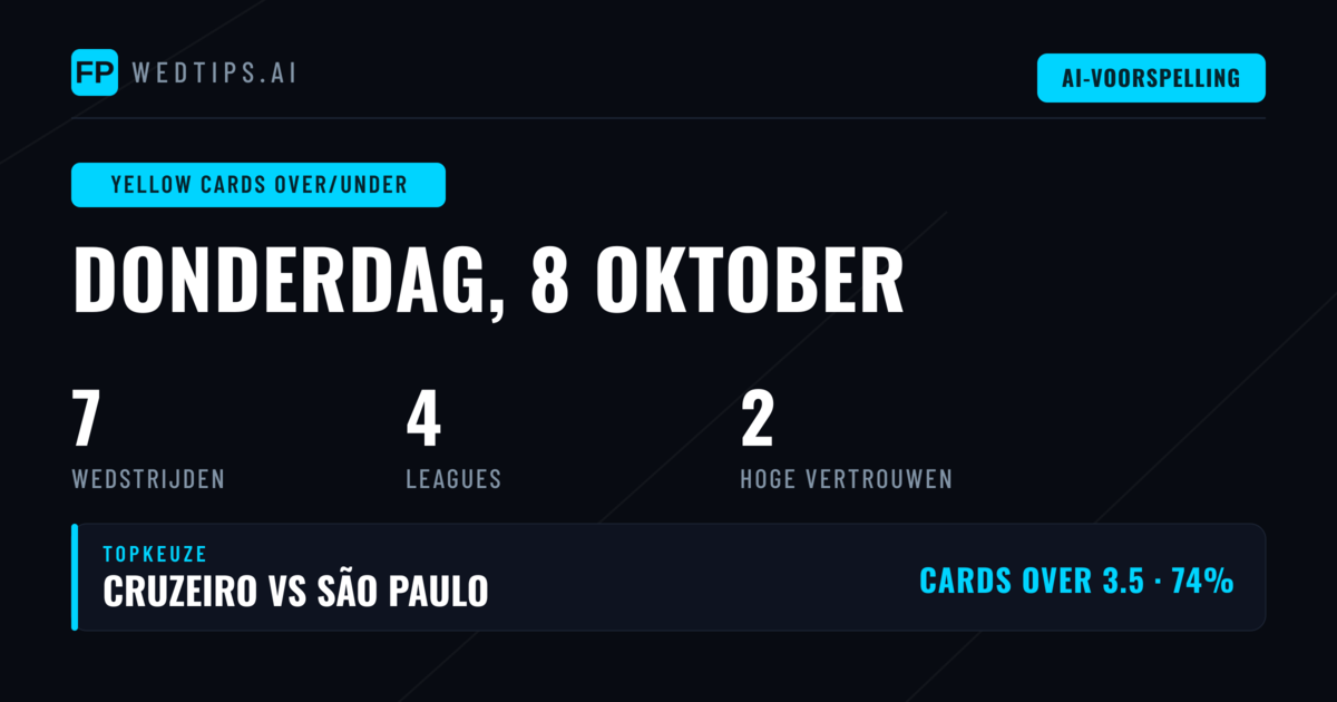 Top Yellow Cards O/U Picks voor 8 Okt 2026