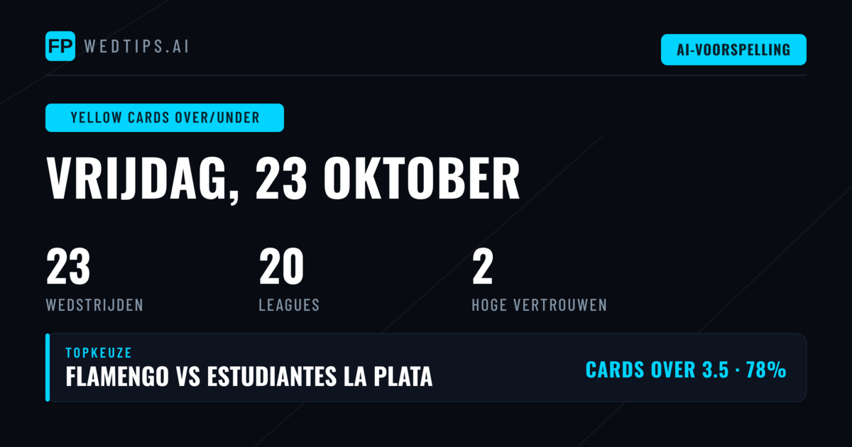 Top gele kaarten O/U-tips voor 23 oktober 2026