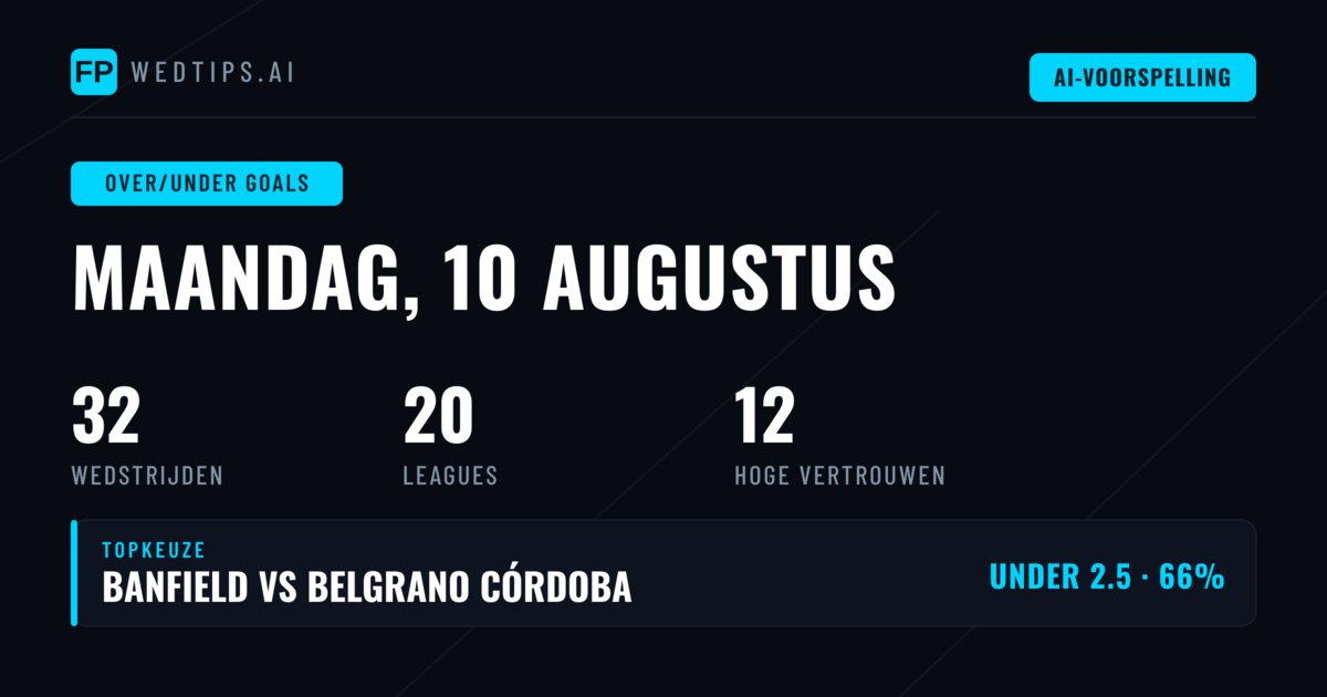 Top O/U Goals Picks (10 aug 2026)
