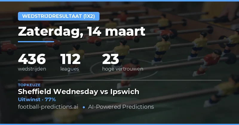 Wedstrijduitslag voorspellingen 14 maart 2026