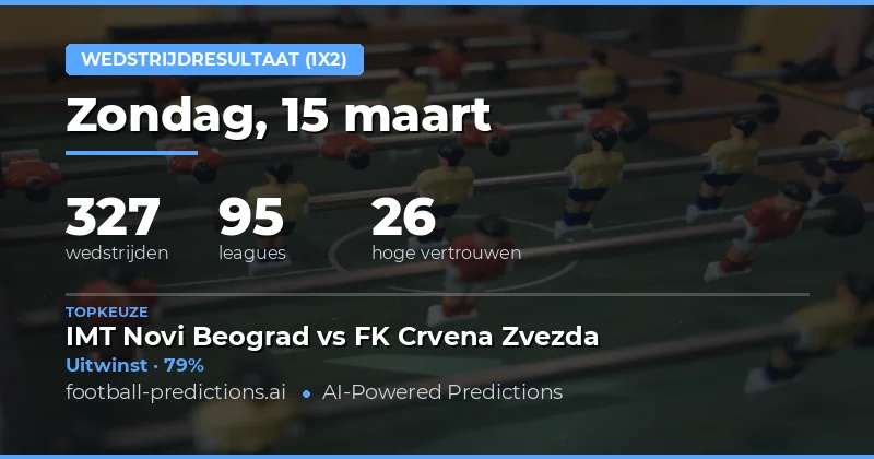 Wedstrijduitslag voorspellingen 15 maart 2026