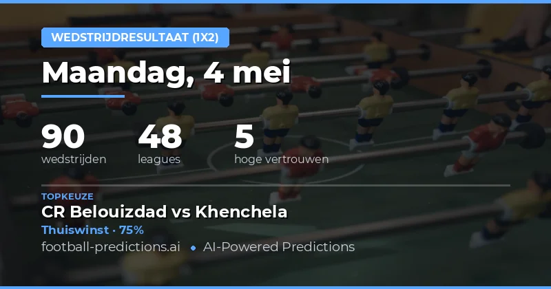 Voorspellingen 1X2 Voetbalwedstrijden op 4 May 2026