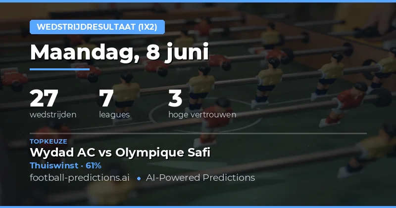 Thuisploegen Domineren de Voorspellingen op 8 Juni 2026