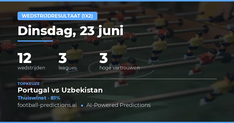 Top 1X2 Tips voor 23 Juni 2026