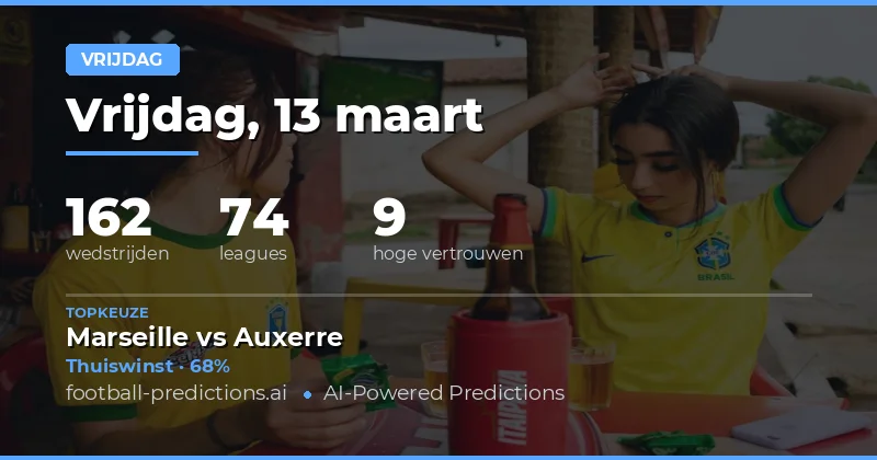 Voetbalvoorspellingen Vrijdag 13 maart 2026: beste tips