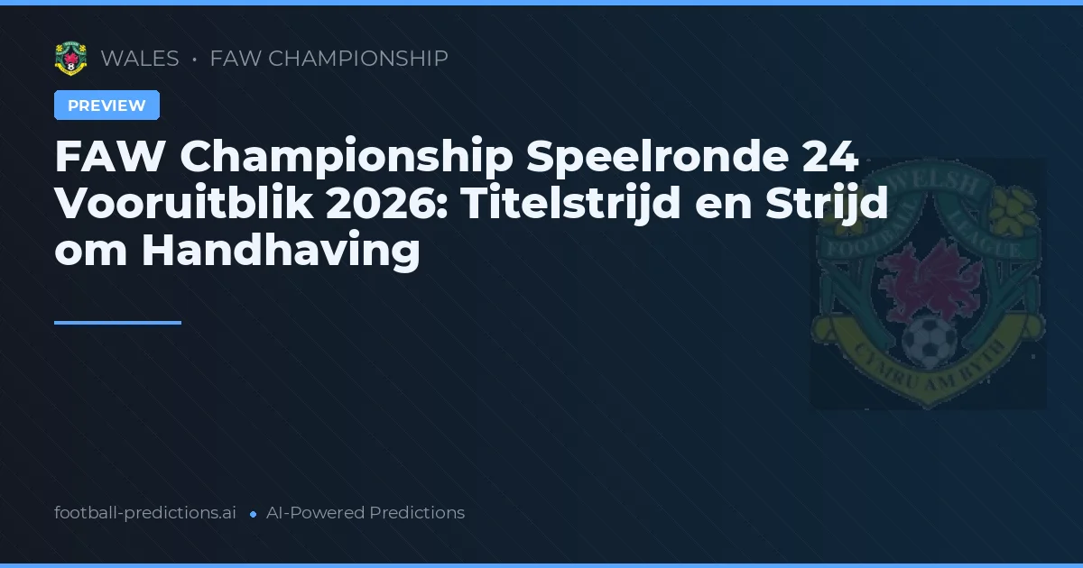 FAW Championship Speelronde 24 Vooruitblik 2026: Titelstrijd en Strijd om Handhaving