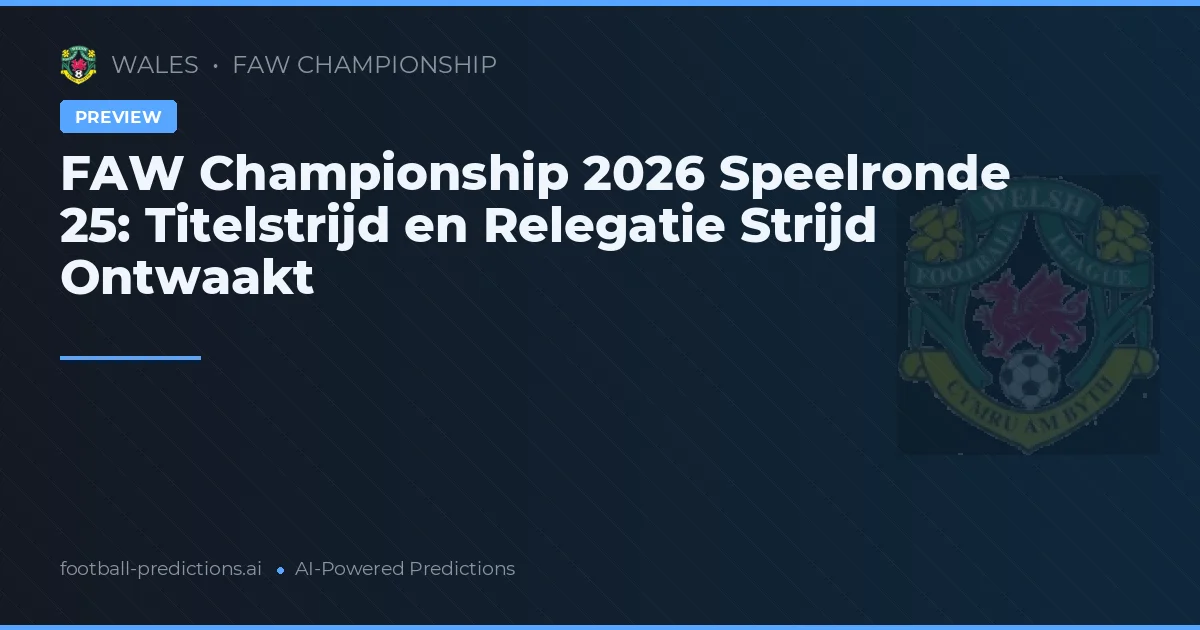 FAW Championship 2026 Speelronde 25: Titelstrijd en Relegatie Strijd Ontwaakt
