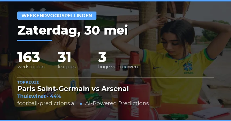 Voetbalvoorspellingen voor het weekend van 30 tot en met 31 mei 2026