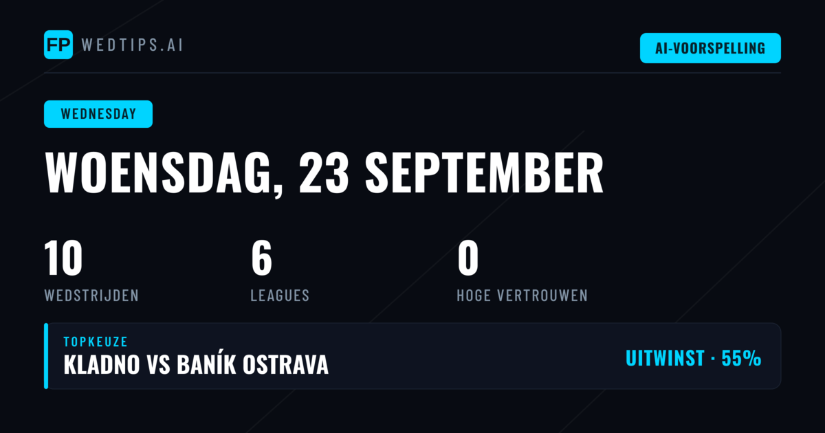 Woensdag 23 September: Gevarieerd Programma met Weing Thuisteams