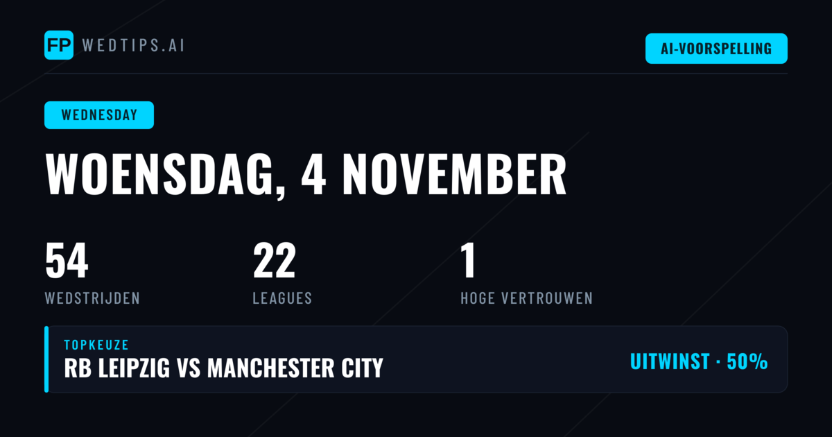 Voetbalvoorspellingen & Tips — Woensdag, 4 november, 2026