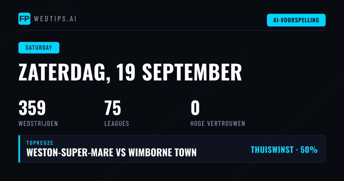Breed Wedstrijdbeeld op Zaterdag 19 September 2026