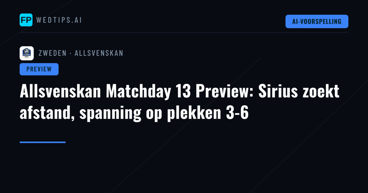 Allsvenskan Matchday 13 Preview: Sirius zoekt afstand, spanning op plekken 3-6