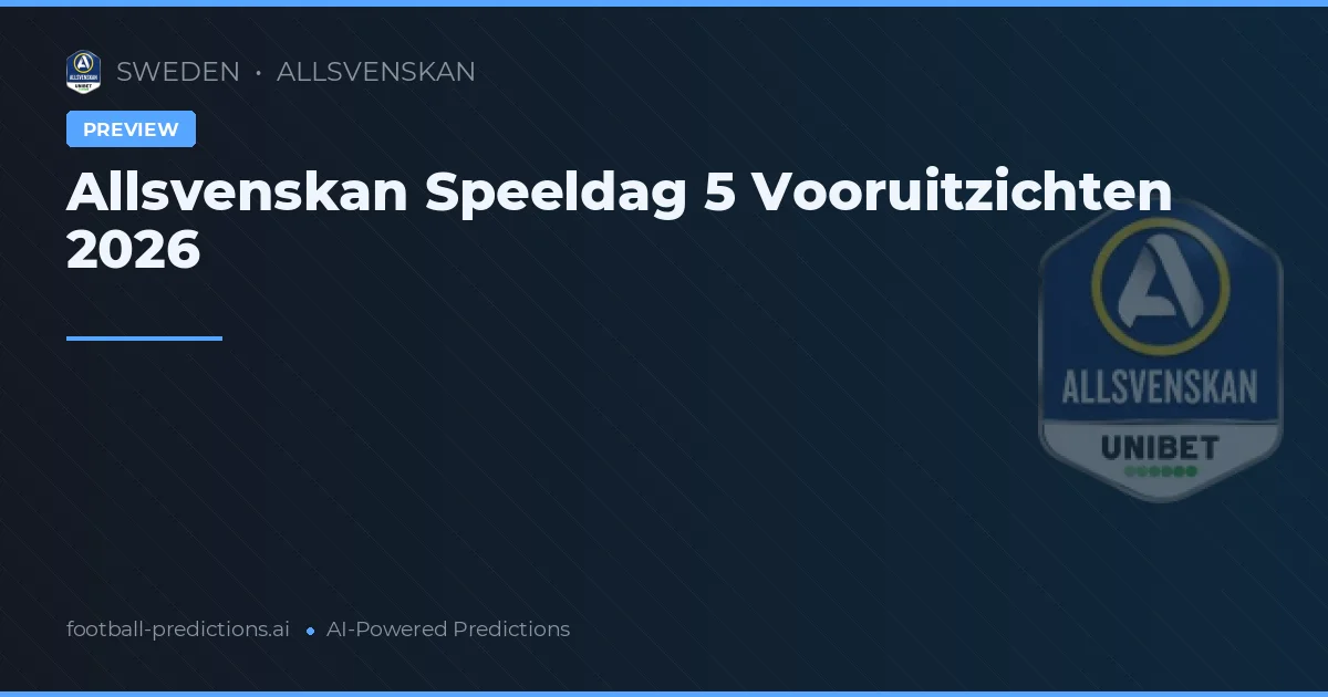 Allsvenskan Speeldag 5 Vooruitzichten 2026