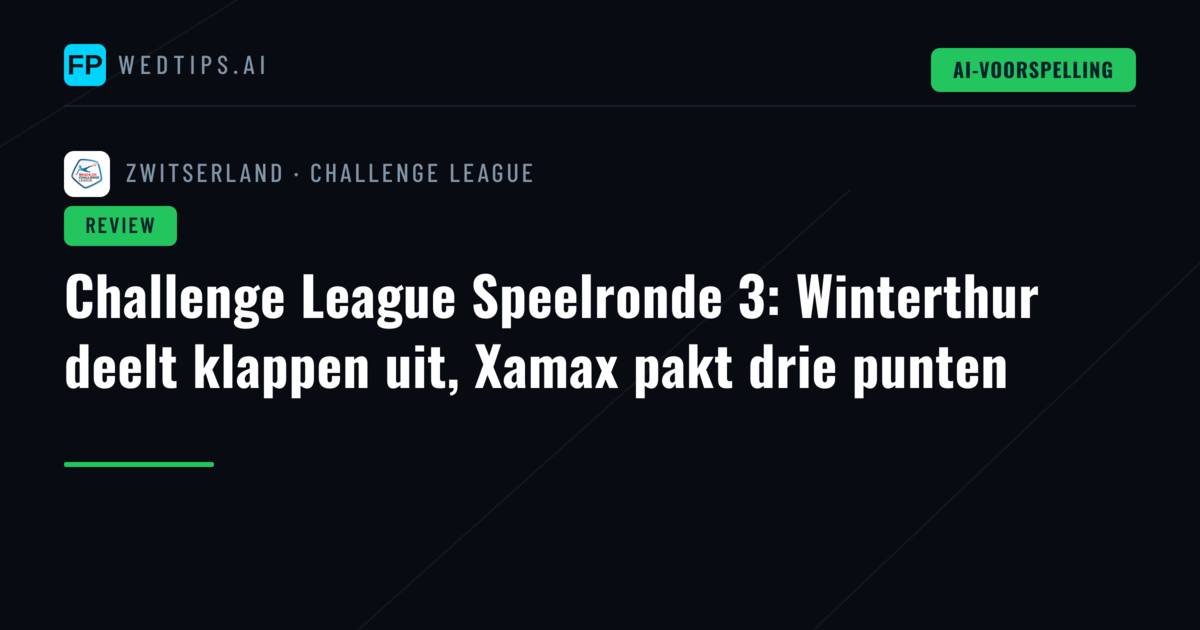 Challenge League Speelronde 3: Winterthur deelt klappen uit, Xamax pakt drie punten