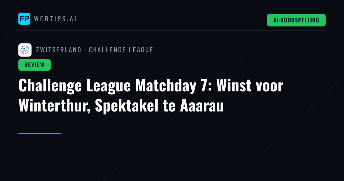 Challenge League Matchday 7: Winst voor Winterthur, Spektakel te Aaarau