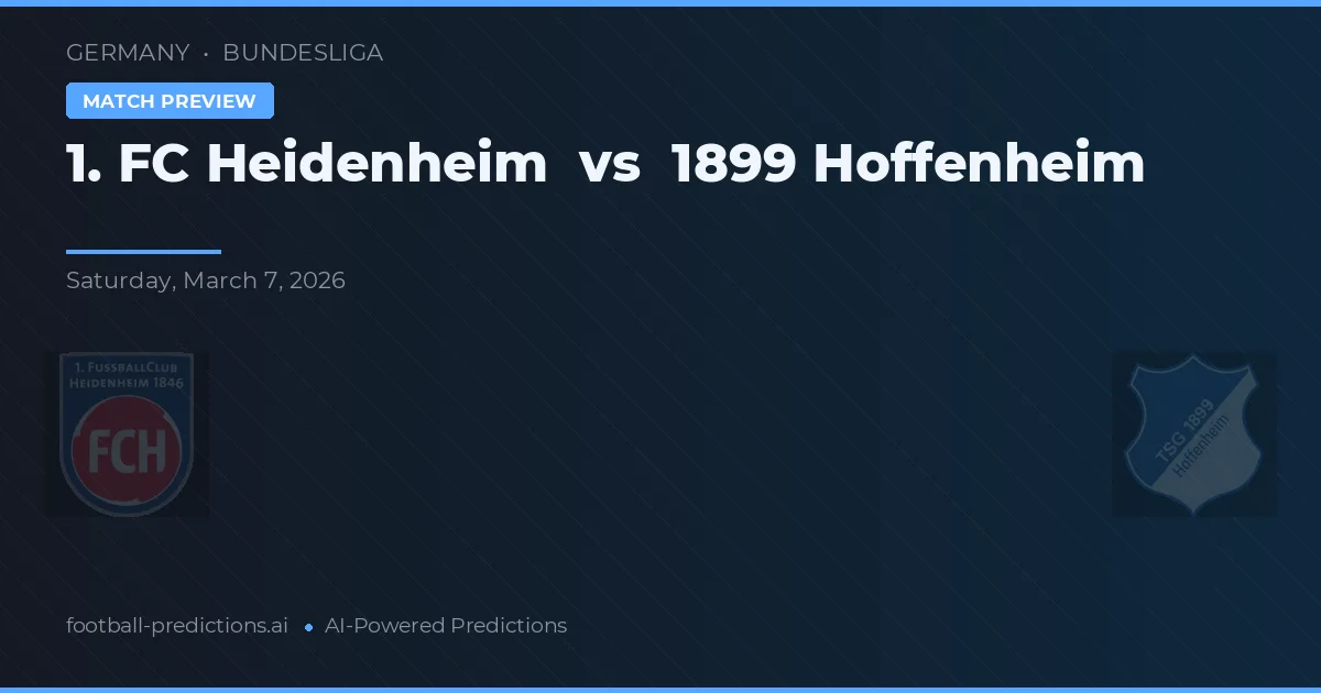 1. FC Heidenheim vs 1899 Hoffenheim — voorspelling en vooruitblik wedstrijd