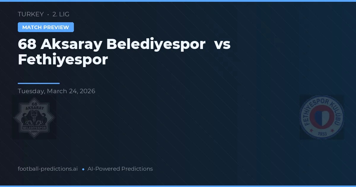 Aksaray Belediyespor vs Fethiyespor — voorspelling en vooruitblik wedstrijd