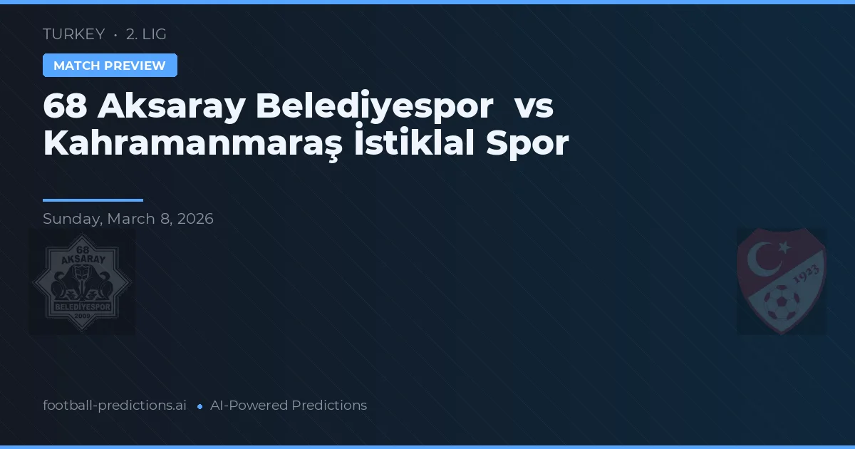 Aksaray Belediyespor vs Kahramanmaraş İstiklalspor — voorspelling en vooruitblik wedstrijd
