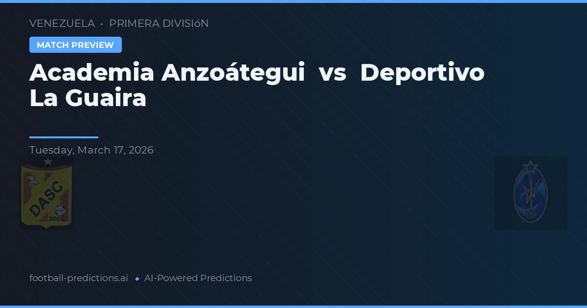 Academia Anzoátegui vs Deportivo La Guaira — voorspelling en vooruitblik wedstrijd