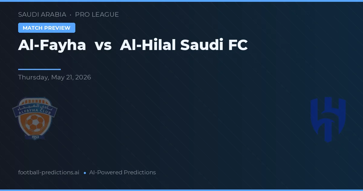 Al-Fayha vs Al-Hilal Saudi FC — voorspelling en vooruitblik wedstrijd