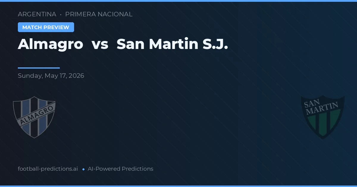 Almagro vs San Martín SJ — voorspelling en vooruitblik wedstrijd