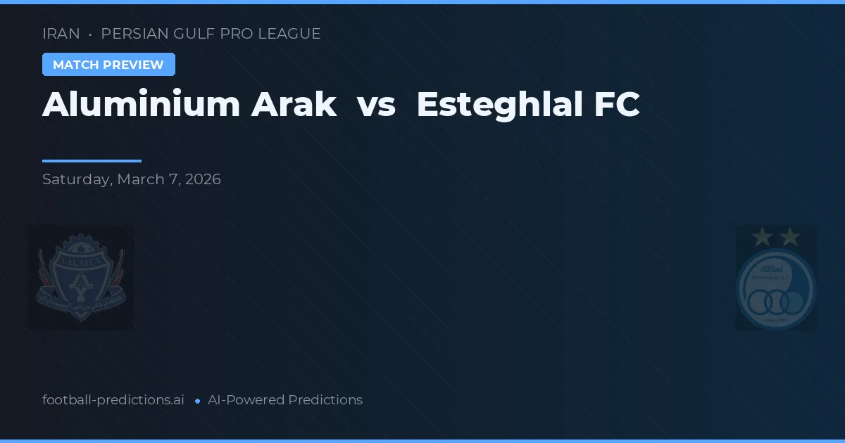 Aluminium Arak vs Esteghlal FC — voorspelling en vooruitblik wedstrijd